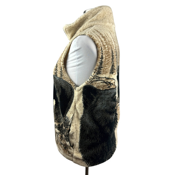 Vintage Northern Lifestyles Canada Bear Graphic Vest Plush Full Zip Size Small - Picture 6 of 13